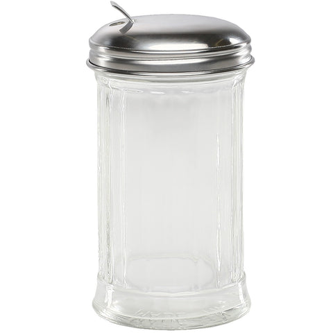 Libertyware S&PSUGF 12 oz. Paneled Glass Sugar Jar with Stainless Steel Flap Top