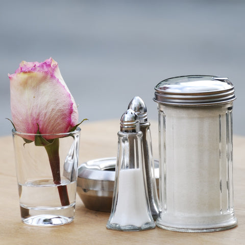 Libertyware S&PSUGF 12 oz. Paneled Glass Sugar Jar with Stainless Steel Flap Top