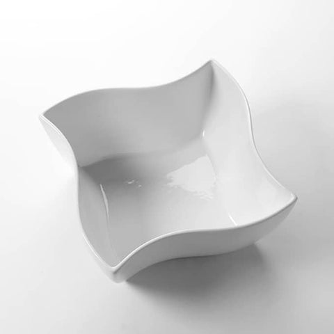 American Metalcraft SQVY10 Squavy Wavy Square White Porcelain Bowl, 162 oz