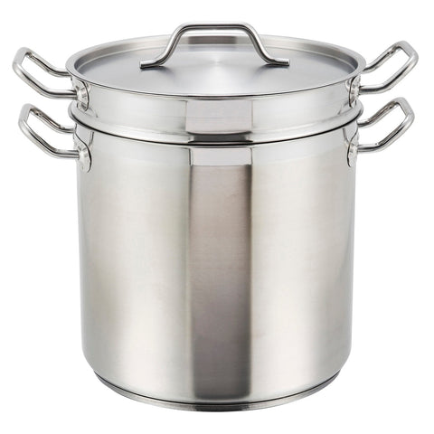 Winco SSDB-20S 20 qt Stainless Steel Steamer/Pasta Cooker, Induction Ready