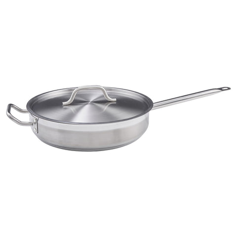 Winco SSET-3 3-Quart Stainless Steel Saute Pan with Cover, Induction Ready