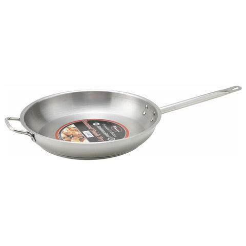 Winco SSFP-14 Stainless Steel Fry Pan, 14" Diameter