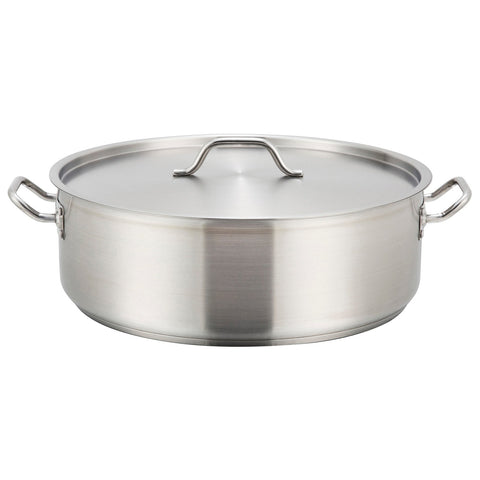 Winco SSLB-15 Stainless Steel Brazier with Lid, 15 Quart