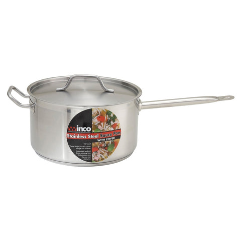 Winco SSSP-10 - 10 Quart Stainless Steel Sauce Pan with Cover