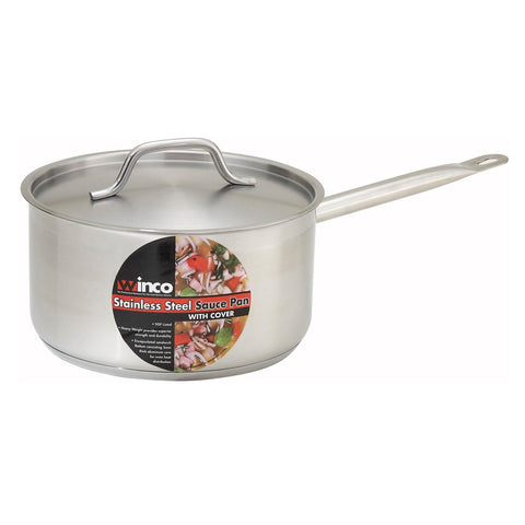 Winco SSSP-4 Stainless Steel Sauce Pan with Cover, 4.5 Quart