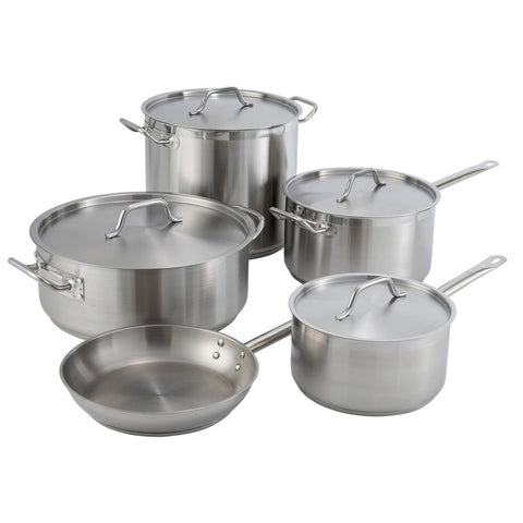 Winco SST-16 16 Qt Stainless Steel Stock Pot with Cover
