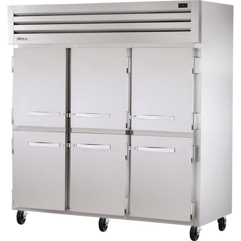 True Mfg. STA3R-6HS-HC 3-Section Solid Half-Door Reach-In Refrigerator