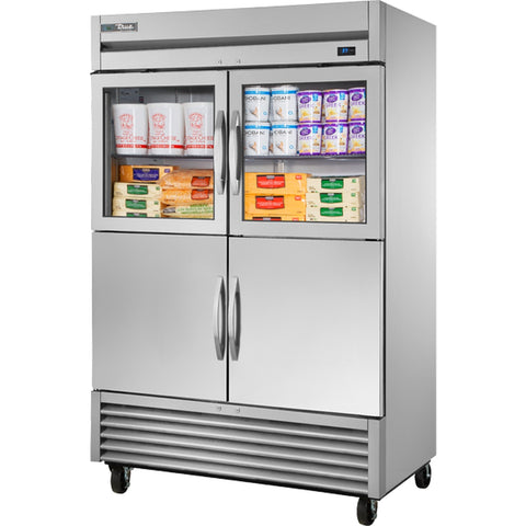 True Manufacturing T-49-2-G-2-HC~FGD01 2-Section Reach-In Combination Half-Door Refrigerator with Hydrocarbon Refrigerant
