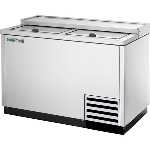 True T-50-GC-S-HC Solid Slide Lid Stainless Steel 2-Section Glass and Plate Chiller/Froster