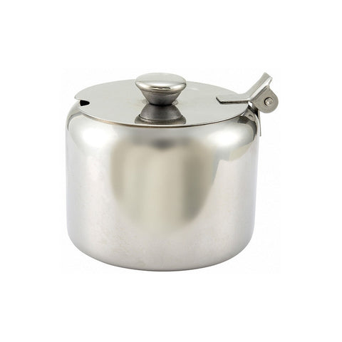 Winco T-710 10 oz. Stainless Steel Sugar Can with Notched Cover