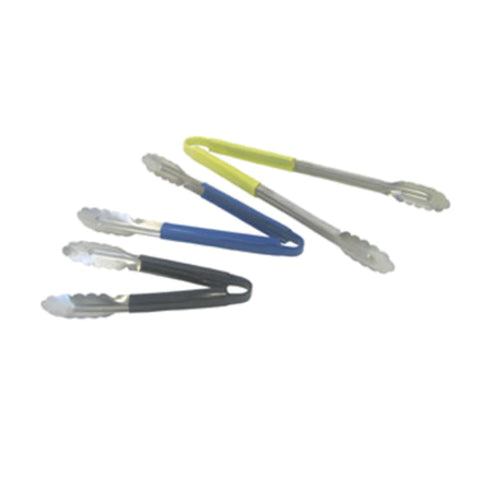 Libertyware T10P-BK 9" Stainless Steel Tongs with Black Plastic Coated Handle