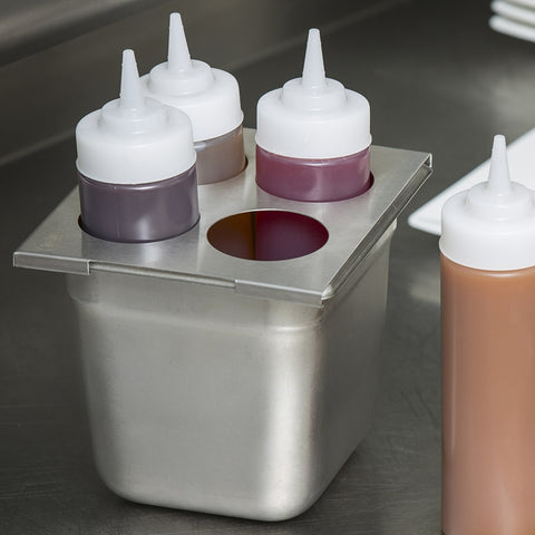Tablecraft Products T4 Squeeze Bottle Template, 4-Hole Stainless Steel Insert