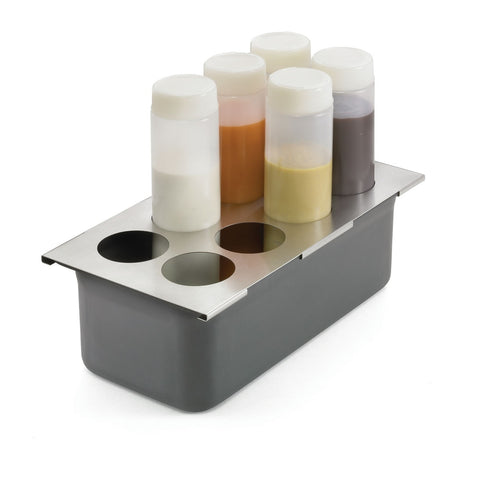 Tablecraft Products T8 Stainless Steel 8-Hole Squeeze Bottle Template