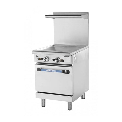 Turbo Air TAR-24G 24 Inch Natural Gas Restaurant Range with Thermostatic Griddle and Standard Oven