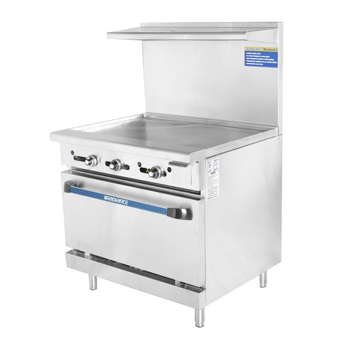 Turbo Air TAR-36G-LP Radiance 36 Inch LP Gas Range with Full Thermostatic Griddle and Standard Oven