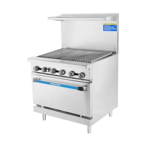 Turbo Air TAR-36RB 36 in Heavy Duty Gas Range with Full Radiant Charbroiler and Standard Oven