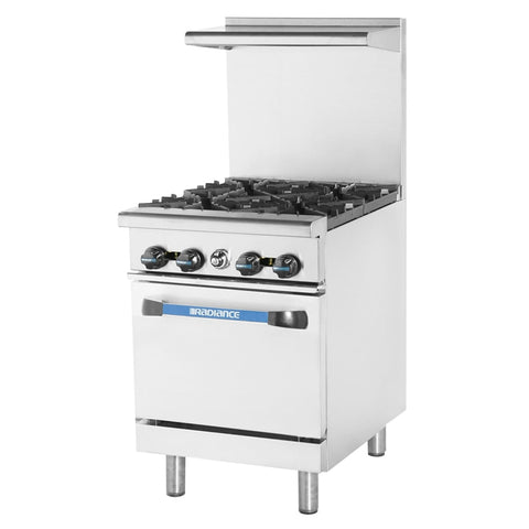 Turbo Air TAR-4 Radiance 24" 4-Burner Gas Restaurant Range with Standard Oven