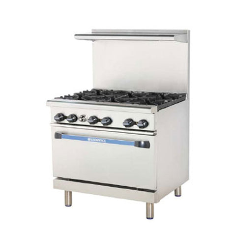 Turbo Air TARG-24G2B Radiance 36 in Gas Range with 2 Open Burners, 24 in Left Griddle and Standard Oven
