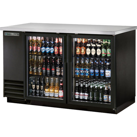 True Mfg. TBB-2G-HC-LD 58 7/8" Two-Section Glass Swing Door Back Bar Cooler with LED Lighting and Hydrocarbon Refrigerant