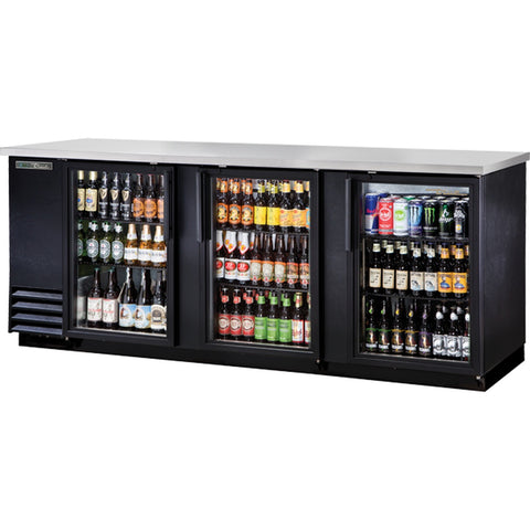 True Mfg. TBB-4G-HC-LD 90 3/8" Glass Door Back Bar Cooler with LED Lighting and Hydrocarbon Refrigerant