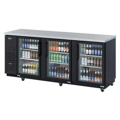 Turbo Air TBB-4SG-N Three-Section Back Bar Cooler with Glass Doors