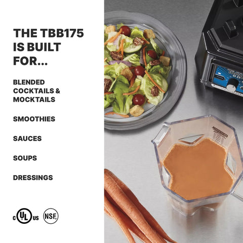 Waring TBB175 Torq 2.0 Commercial Blender with Touchpad and Variable Speed Dial, 48 oz Copolyester Jar