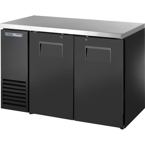 True Manufacturing TBB24-48-2S-Z1-SFT-B-1 48" Two-Door Solid Swing Back Bar Cooler, Black with Stainless Steel Top