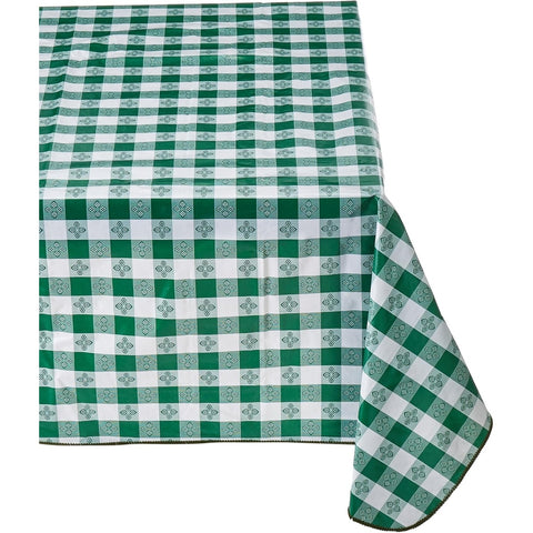 Winco TBCO-70G Green Checkered Rectangular Tablecloth, 52" x 70"