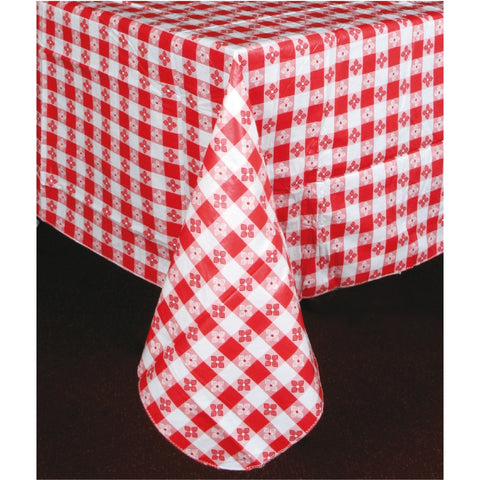 Winco TBCO-90R Red Checkered Rectangular Tablecloth, 52" x 90"