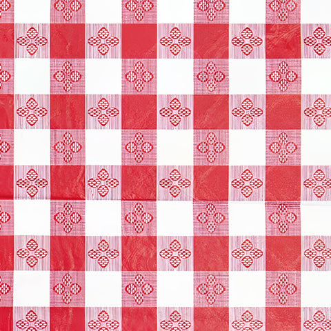 Winco TBCS-52R 52" x 52" Red Checkerboard Square PVC Tablecloth with Flannel Backing