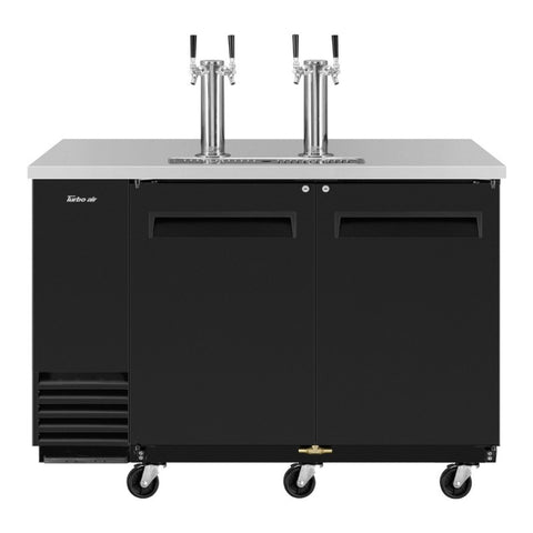 Turbo Air TBD-2SB-N6 58.75" Two-Door Draft Beer Dispenser, 2 Keg Capacity, 4-Tap, Black