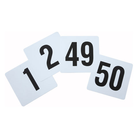 Winco TBN-50 Plastic Flat Table Number Card Set, Numbers 1-50