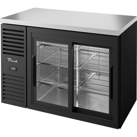 True TBR48-RISZ1-L-B-11-1 48" Premier Bar Two-Section Back Bar Cooler with Sliding Glass Doors