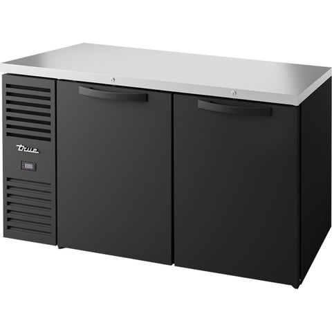 True TBR60-RISZ1-L-B-SS-1 60" Black Solid Door Back Bar Refrigerator with LED Lighting
