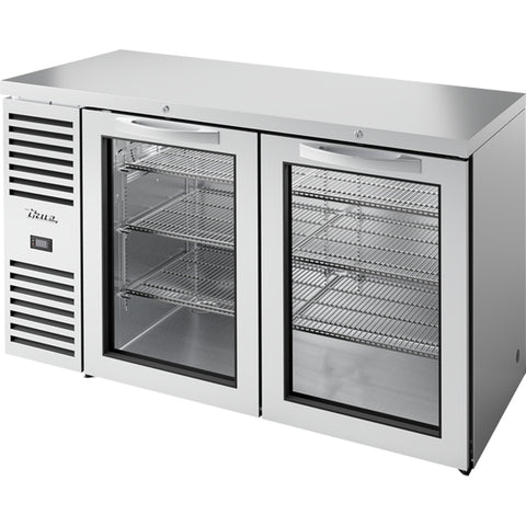 True TBR60-RISZ1-L-S-GG-1 60" Back Bar Refrigerator with 2 Swinging Glass Doors, Stainless Steel