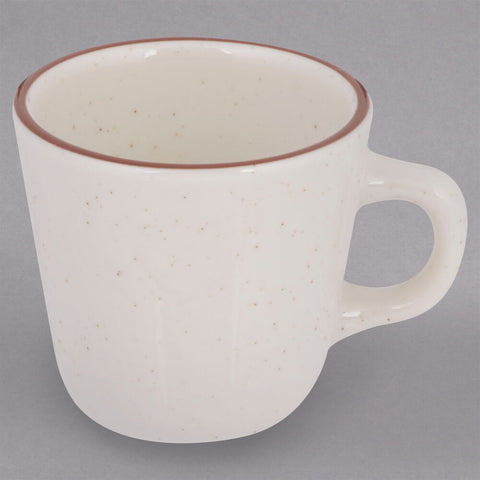 Tuxton China TBS-001 Bahamas 7 oz. Brown Speckle Tall China Cup