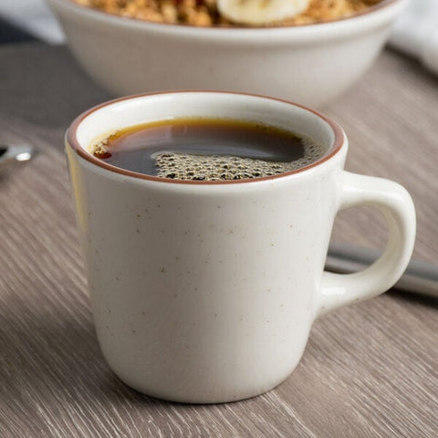 Tuxton China TBS-001 Bahamas 7 oz. Brown Speckle Tall China Cup