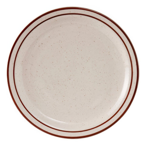 Tuxton China TBS-009 Bahamas 9-1/2" Brown Speckle Narrow Rim China Plate