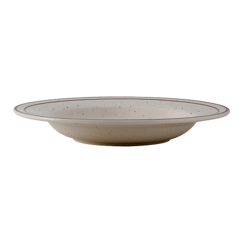 Tuxton China TBS-110 15 oz Round Bahamas Pasta Bowl - American White/Eggshell with Brown Speckle
