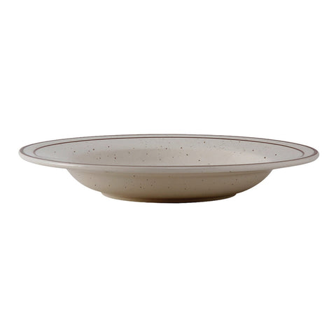 Tuxton China TBS-110 15 oz Round Bahamas Pasta Bowl - American White/Eggshell with Brown Speckle