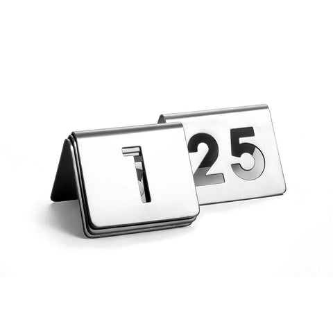 Tablecraft TC125 Cut-Out Stainless Steel Table Number Tents 1-25