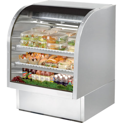True Manufacturing TCGG-36-S-HC-LD 36" Curved Glass Refrigerated Deli Display Case