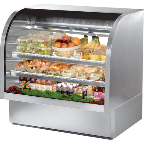 True Manufacturing TCGG-48-S-HC-LD 48-1/4" Curved Glass Refrigerated Deli Case, Stainless Steel, 115V