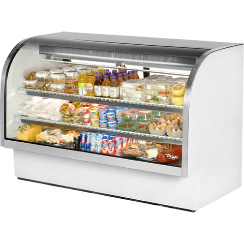 True Manufacturing TCGG-72-HC-LD 72" Curved Glass Refrigerated Deli Case with Hydrocarbon Refrigerant and LED Lighting