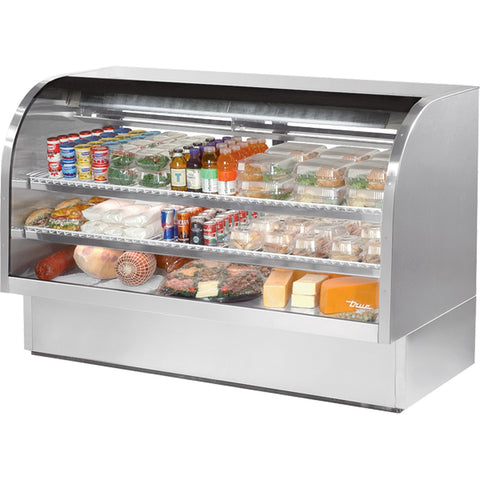 True TCGG-72-S-HC-LD 72" Curved Glass Refrigerated Deli Display Case