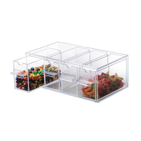 Dispense-Rite TD-4 Countertop 4-Section Clear Acrylic Topping Dispenser