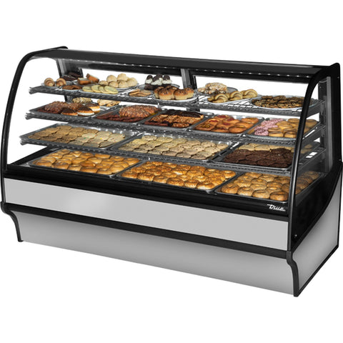 True Manufacturing TDM-DC-77-GE/GE-S-S 77" Curved Glass Dry Bakery Display Merchandiser