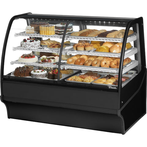 True Mfg. TDM-DZ-59-GE/GE-B-W 59-Inch Curved Glass Dual Zone Display Merchandiser