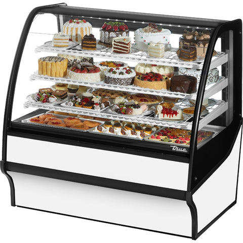 True Mfg. TDM-R-48-GE/GE-W-W 48" Curved Glass Refrigerated Bakery Display Merchandiser