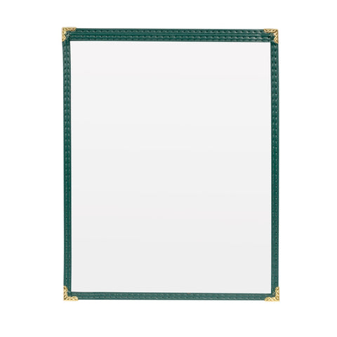 H. Risch TES8.5X11DS#06 Single Pocket Green Leatherette Menu Cover, 8-1/2" x 11"